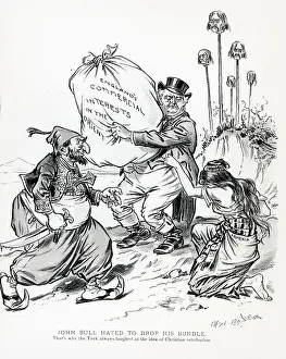 Bundle Prints: Pol. Cartoon W/John Bull Holding Bundle