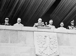 Warsaw Prints: Poland's Communist Leaders Watching Parade 1956