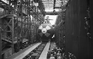 Drydock Prints: Polaris Submarine Being Launched