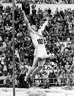 1952 Olympic Games Helsinki Prints: US Pole Vaulter Bob Richards Jumping for Joy at Olympics