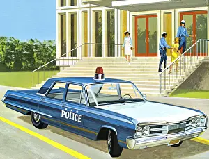 Surveillance Prints: Police Car Parking in Front of a Building