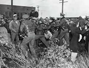 Picketing Prints: Police Fight with Picket Line by Factory