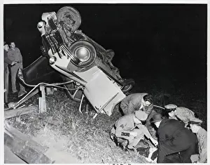 First Aid Prints: Police Give First Aid To Car Crash Victi