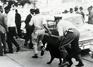 Motion Blur Prints: Police Officer with Dog Disperses Segregation Protesters