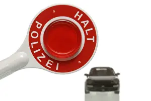 Vehicles Prints: Police signalling disc stopping a car