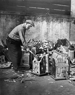 Slot Prints: Police Smashing Slot Machines