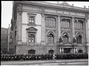 Police Standing Guard At Bank Building