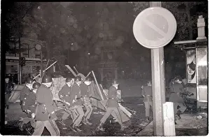 Barricade Prints: Police on Streets During Student Riot