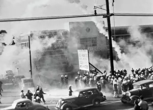 Picketing Prints: Police with Tear Gas at U.S. Motor Strike
