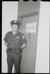 Yonkers Prints: Policeman Keeping Guard Outside Apartment of David Berkowitz