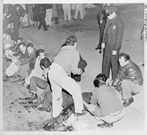 Gang Member Prints: Policeman with Youths of Riotous Melee