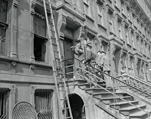 Front Door Prints: Policemen Applying an Ax to the Front Door of a House