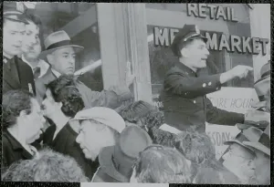 Frenzy Prints: Policemen Holding Back Advancing Crowds