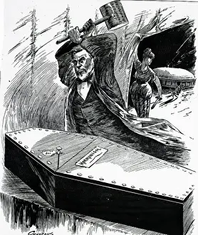 Coffin Prints: Political Cartoon Driving Nail