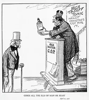 1920s Style Prints: Political Cartoon Mocking High Tariffs