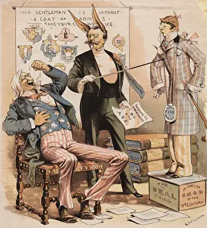 Political Illustration Depicting Uncle Sam Laughing