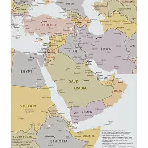 Images Dated 11th July 2018: Political map of The Middle East