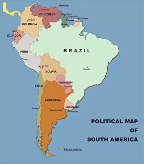 Images Dated 26th November 2017: political map of south america in vector format