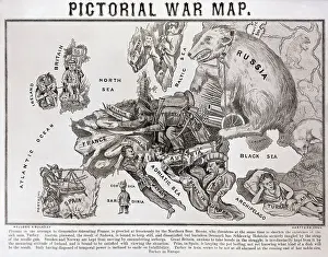 1860s Prints: Political War Map Of Europe