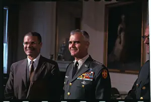 Westmoreland Prints: Politician and General Waiting for President Johnson