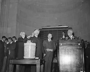 Stimson Prints: Politicians Standing Near Podium During Draft Event