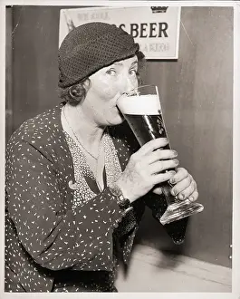 Comedienne Prints: Polly Moran Drinking Beer