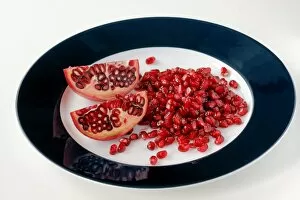 Images Dated 9th September 2014: Pomegranate pieces and seeds on a plate