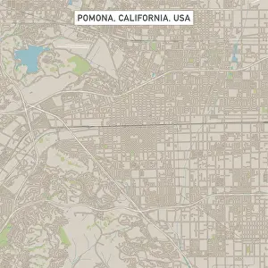 Pomona Prints: Pomona California US City Street Map