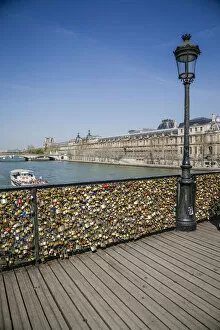 Images Dated 29th June 2015: Pont des Arts with love locks in Paris, France
