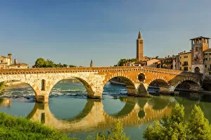 Images Dated 2nd September 2013: Ponte Pietra, Stone Bridge, Verona, Italy