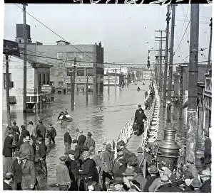 Flood Prints: Pontoon Bridge Over Flooded City