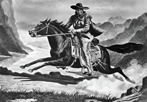 Midwest Prints: Pony Express Rider Riding