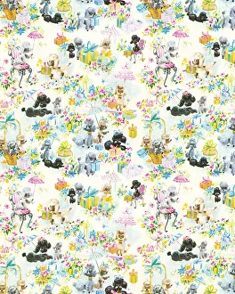 Pattern Artwork Illustrations Gallery: Poodle and Presents Pattern