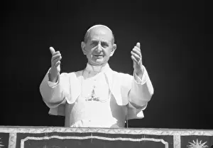 Pope Paul VI Performing Blessing from Window