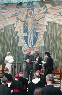 Pope Paul VI Praying with Others at Conference