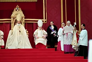 Pope Paul VI Sitting at Head During Vatican Ceremony