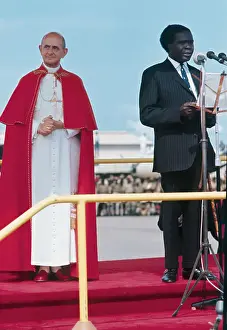 Kampala Prints: Pope Paul VI Being Welcomed by President