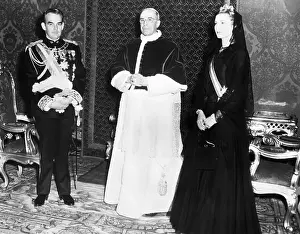 Pope Pius XII, Prince Rainier, and Princess Grace