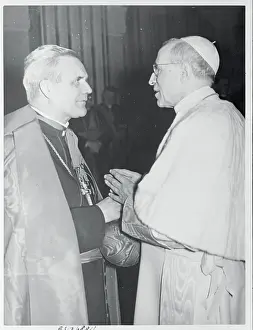 Pope Pius XII Talking With Paolo Cardinal Leger