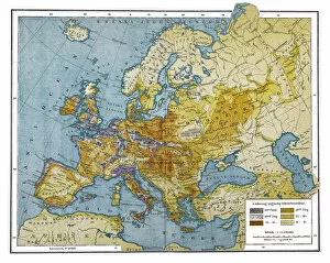 Images Dated 16th October 2016: Population density in Europe in 19th century