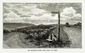Images Dated 13th April 2018: On Porlock Moor, The Road to Oare, Exmoor, England Victorian Engraving, 1840