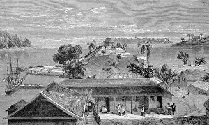 Port Blair, City in the Andaman Islands and the Capital of the Indian Union Territory of Andaman and Nicobar Islands, 1869, India, Historic, digitally restored reproduction of an original 19th century artwork, exact original date unknown