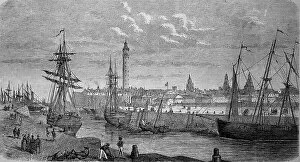 Port Collection: The Port of Calais, Hauts-de-France Region, France, in 1880, Historic