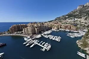 Port Fontvieille harbour, Monaco-Fontvieille, Monte Carlo, principality of Monaco, Cote dAzur, Mediterranean, Europe