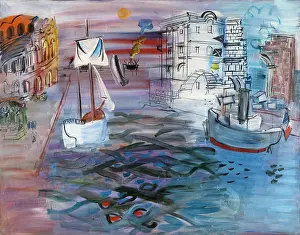 Dufy Prints: Port With Sailboat. Homage To Claude Lorrain