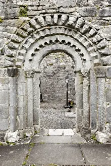 Hand Prints: Portal with faces of stone, Dysert O Dea church ruins near Corofin