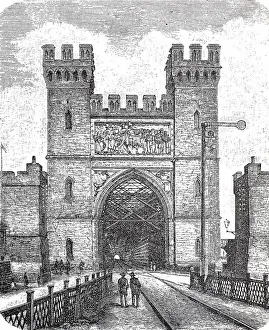 Entrances Prints: Portal of the railway lattice bridge over the Vistula in Dirschau