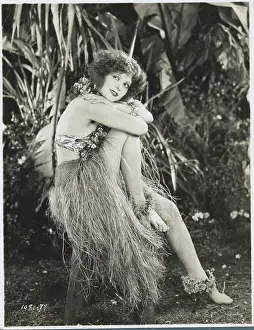 Portrait of Actress Clara Bow in Grass Skirt