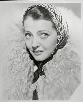 Portrait of Actress Sylvia Sidney Wearing Scarf and Fur