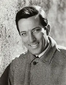 Portrait of Andy Williams Wearing Houndstooth Check Overcoat